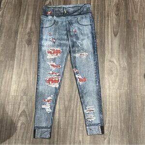 Kinina Destroyed Denim Leggings – Women’s Size M